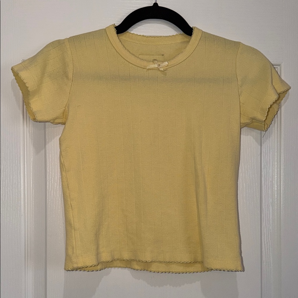 Daily Drills!!! Baby Yellow Ribbed Short Sleeve Top XS/S